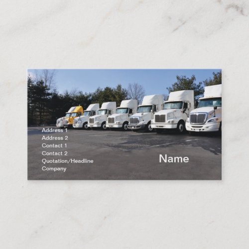 row or fleet of large trucks business card