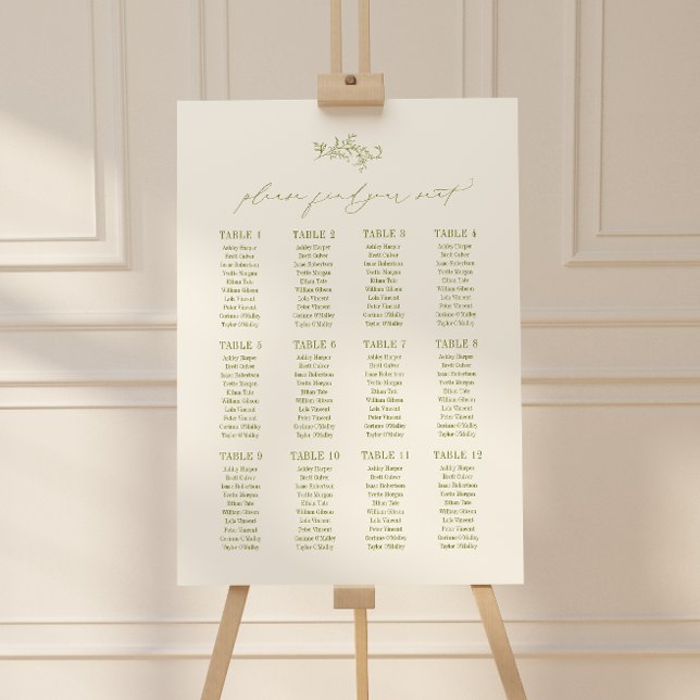 ROWAN 12 Table Wedding Seating Plan Foam Board (Creator Uploaded)