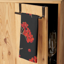 Rowan Berry Kitchen Towel Black