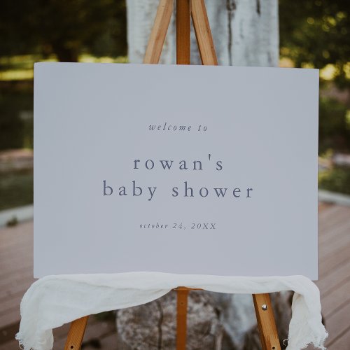 ROWAN Boho Blue Simple Baby Shower Welcome Sign