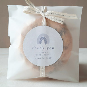 ROWAN Boy Blue Boho Rainbow Baby Shower Thank You Classic Round Sticker