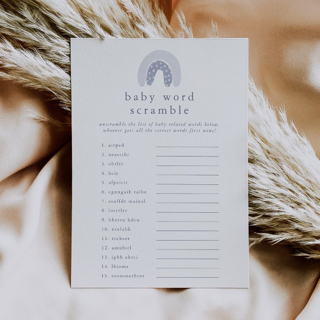 ROWAN Boy Rainbow Baby Shower Word Scramble Game Invitation (ROWAN Boy Rainbow Baby Shower Word Scramble Game Invitation)