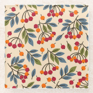 Rowan Branches: Textile Vintage Charm Glass Coaster