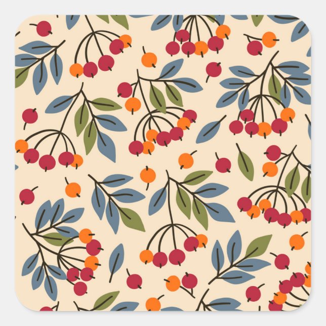 Rowan Branches: Textile Vintage Charm Square Sticker (Front)
