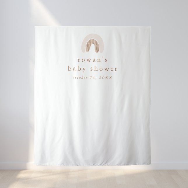 ROWAN Girl Pink Boho Rainbow Baby Shower Backdrop (ROWAN Girl Pink Boho Rainbow Baby Shower Backdrop)