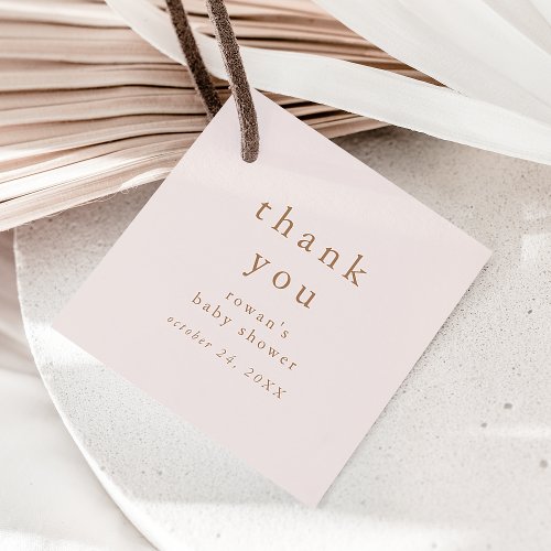 ROWAN Pink Rustic Simple Baby Shower Thank You Favor Tags