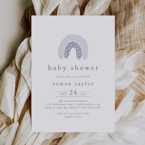 ROWAN Summer Boy Blue Boho Rainbow Baby Shower Invitation
