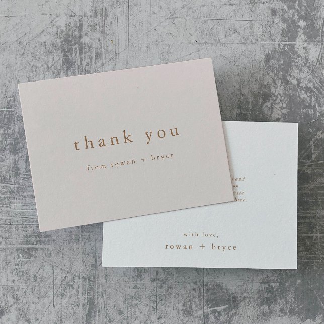 ROWAN Unique Pink Gold Minimalist Modern Simple Thank You Card (ROWAN Unique Pink Gold Minimalist Modern Simple Thank You Card)