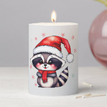 Rowan's Raccoon Christmas Pillar Candle