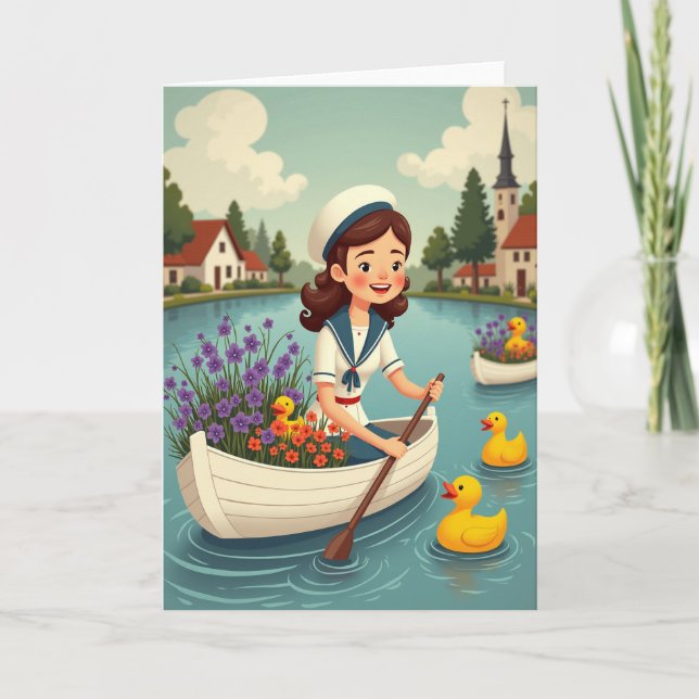 Rowboat Adventure Scene Card (Front)
