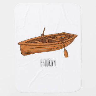 Rowboat cartoon illustration baby blanket