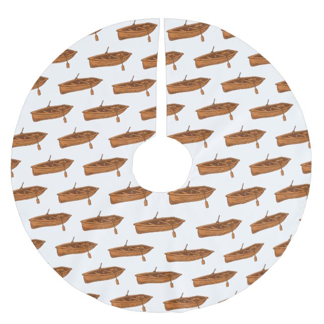 Rowboat cartoon illustration  brushed polyester tree skirt (Front)