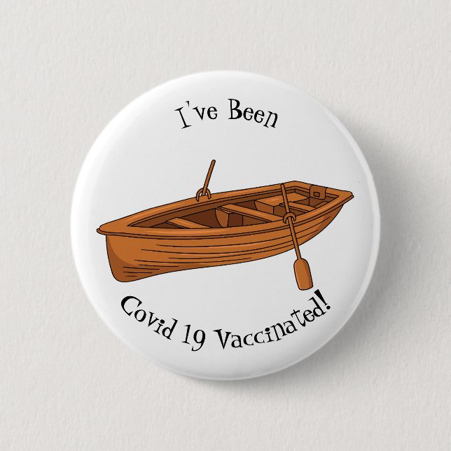 Rowboat cartoon illustration button (Front)