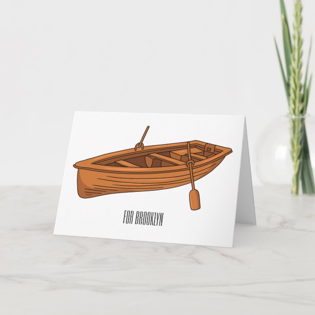 Rowboat cartoon illustration card (Front)