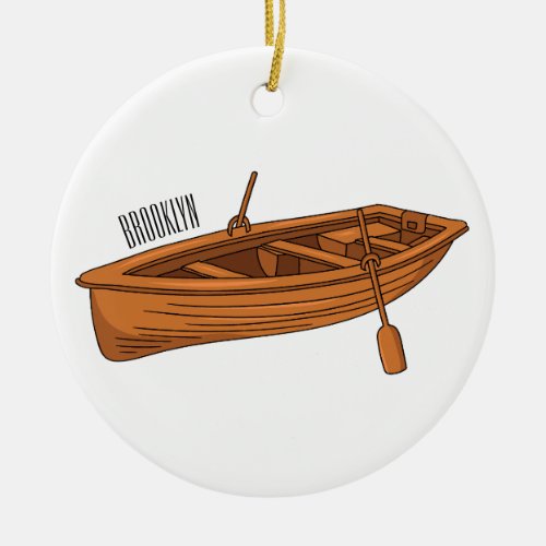 Rowboat cartoon illustration ceramic ornament