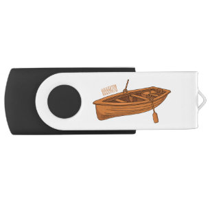 Rowboat cartoon illustration flash drive