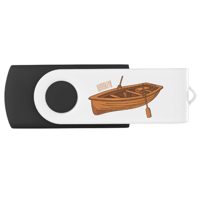 Rowboat cartoon illustration flash drive (Front)