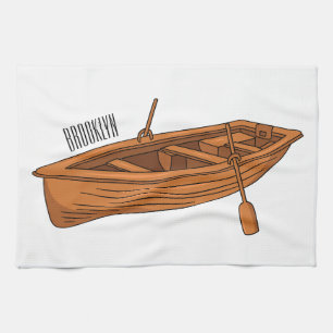 Rowboat cartoon illustration kitchen towel