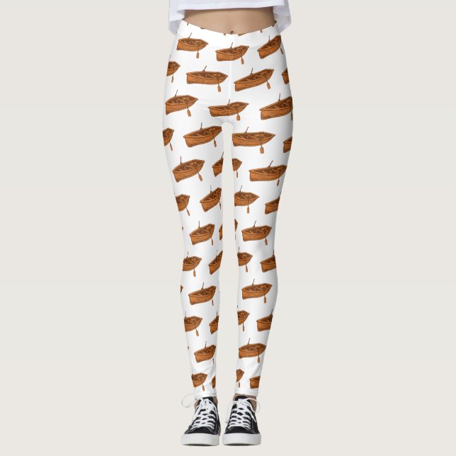 Rowboat cartoon illustration leggings (Front)