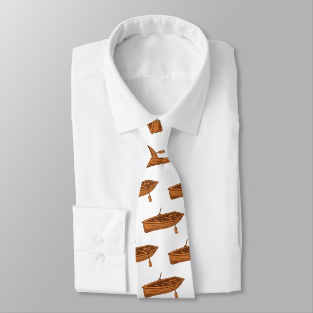 Rowboat cartoon illustration neck tie (Tied)
