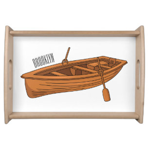 Rowboat cartoon illustration paperweight serving tray
