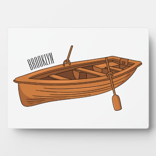 Rowboat cartoon illustration plaque