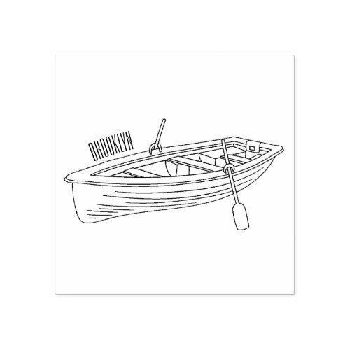 Rowboat cartoon illustration rubber stamp