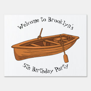 Rowboat cartoon illustration sign