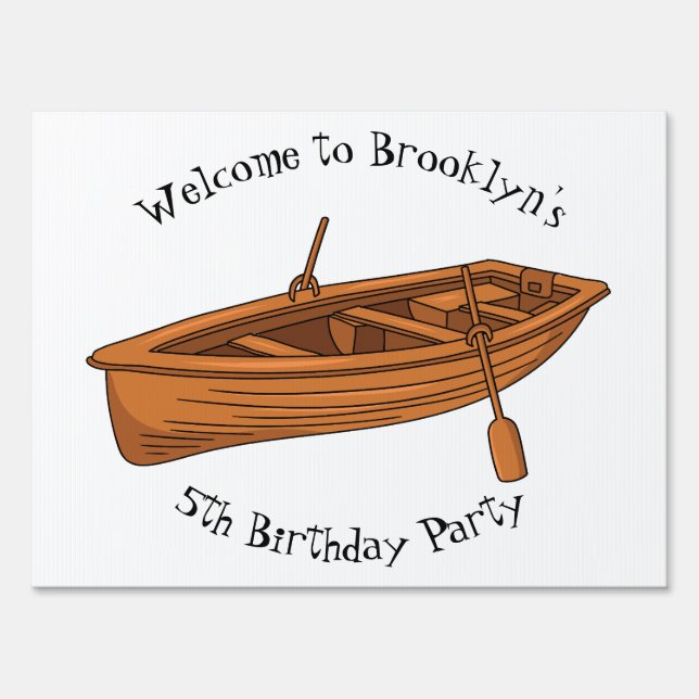 Rowboat cartoon illustration sign (Front)