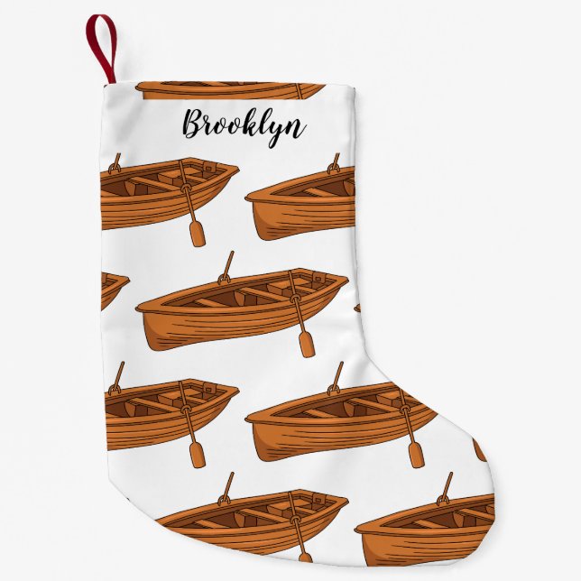 Rowboat cartoon illustration small christmas stocking (Front)