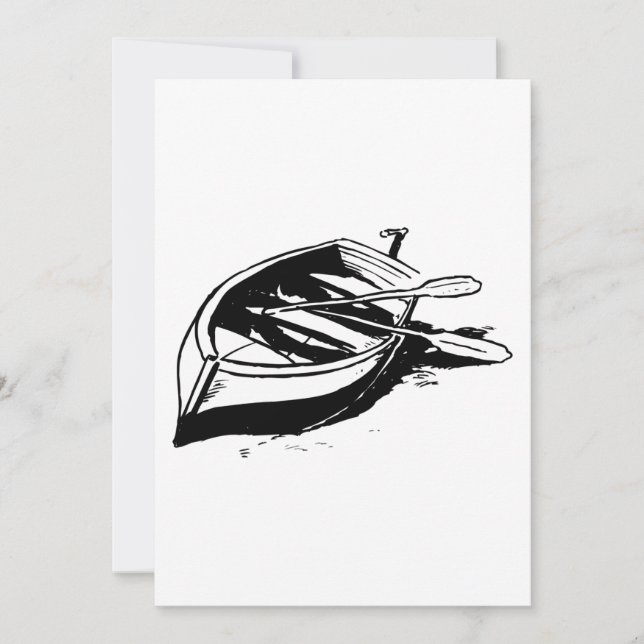 Rowboat Illustration Nautical Black and White Invitation (Front)