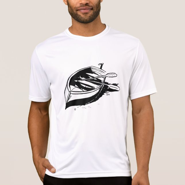 Rowboat Illustration Nautical Black and White T-Shirt (Front)