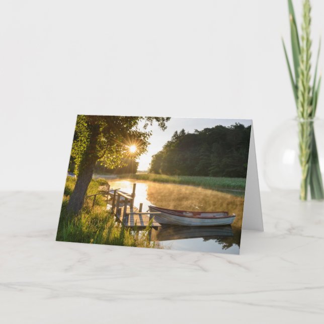 Rowboat Moored at Lake Card (Front)