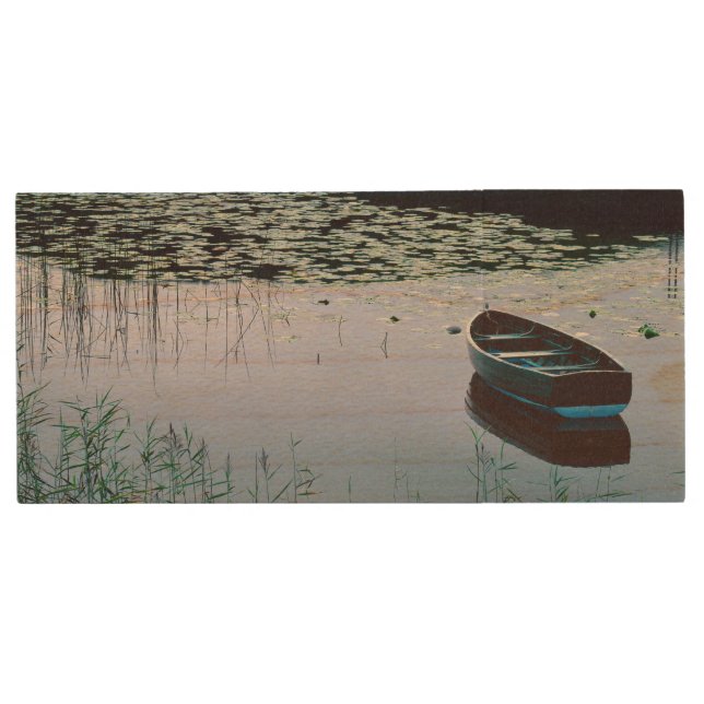 Rowboat on small lake surrounded by water wood flash drive (Front)