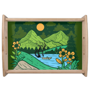 Rowboat On Water -Tentacles Serving Tray