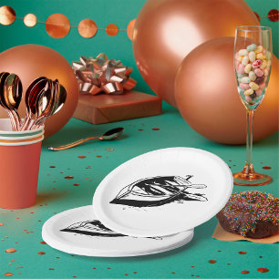 Rowboat Sketch Paper Plates