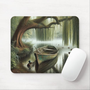 Rowboat Under a Weeping Willow Tree Mouse Pad