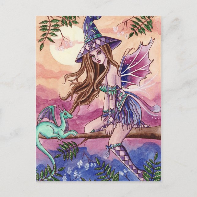 Rowenia - Witch and Dragon Postcard (Front)