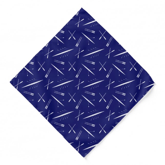 Rower Sculler Rowing Boats and Oars Blue White Bandana (Front)