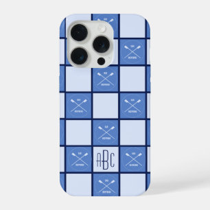 Rowers crossed oars initials blue iPhone 15 pro case