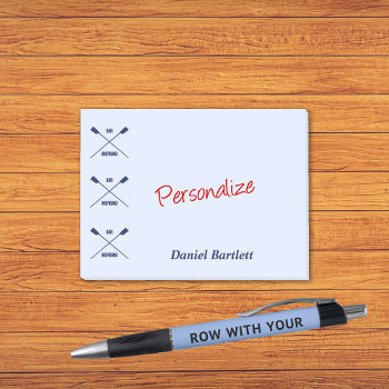 Rowers Oar Inspiring Smart Blue Personalized Post-it Notes by RowingbyJules at Zazzle
