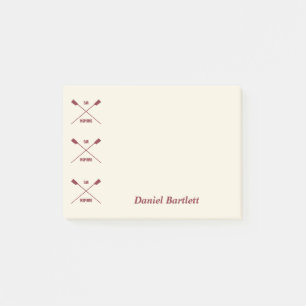 Rowers personalized oar inspiring cream maroon post-it notes