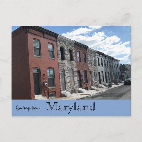 Rowhouses on North Port Street Baltimore Maryland Postcard