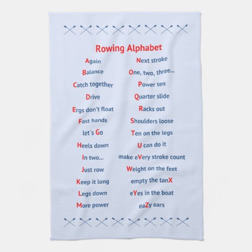 Rowing alphabet pale blue kitchen towel