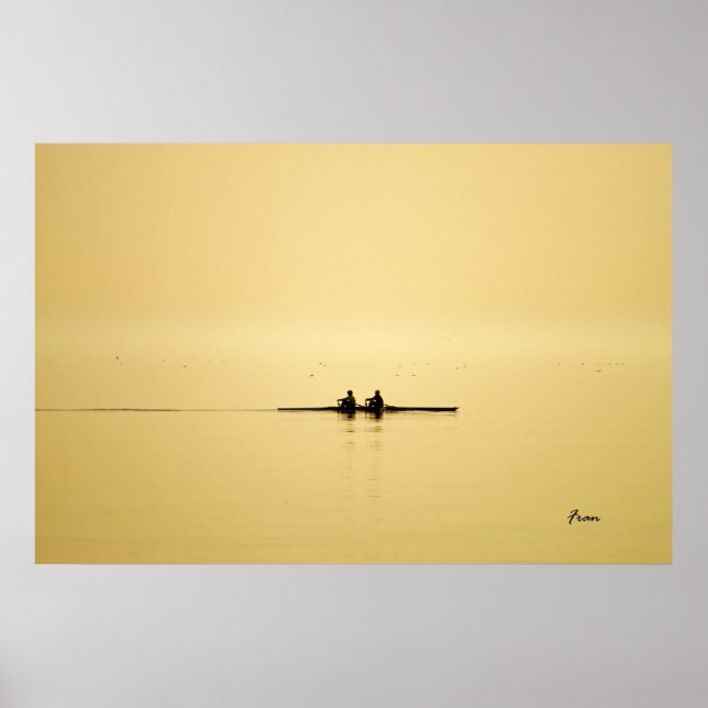 rowing at dusk poster (Front)