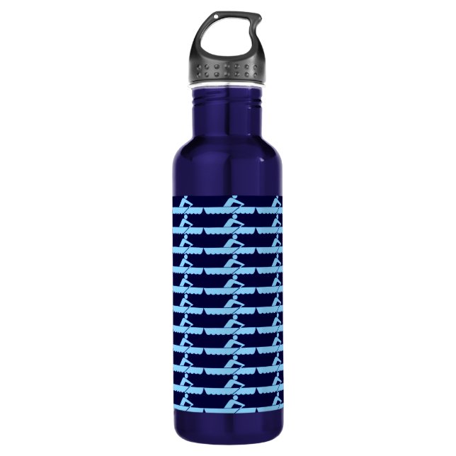 Rowing-BlueBkg Stainless Steel Water Bottle (Front)