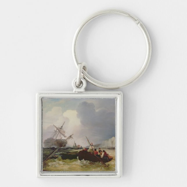 Rowing Boat Going to the Aid of a Man-o'-War in a Keychain (Front)
