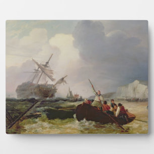 Rowing Boat Going to the Aid of a Man-o'-War in a Plaque