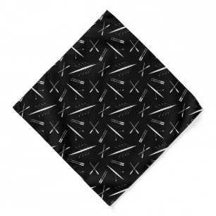 Rowing Boats and Oars Black and White Pattern Bandana