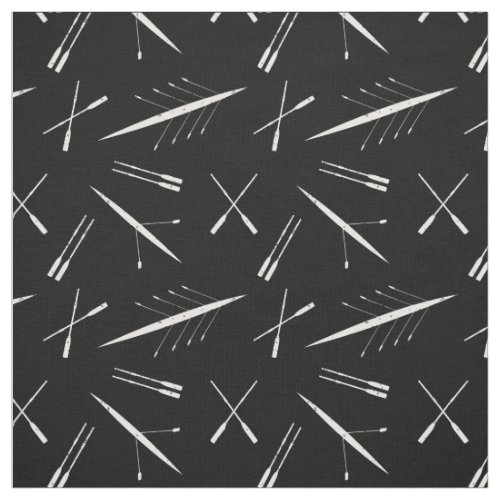 Rowing Boats and Oars Black and White Pattern Fabric